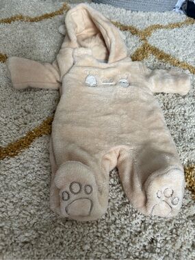 Cozy Cream Baby One-Piece Hooded Snowsuit